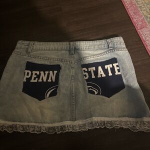 Denim Mini Skirt with Lace Trim #pennstate#mmftailgate